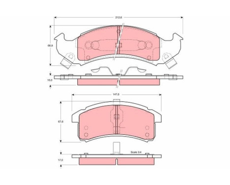 Brake Pad Set, disc brake GDB4000 TRW, Image 2