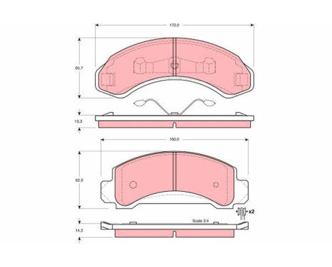 Brake Pad Set, disc brake GDB4004 TRW, Image 2