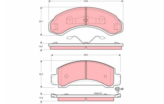 Brake Pad Set, disc brake GDB4004 TRW, Image 2