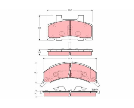 Brake Pad Set, disc brake GDB4005 TRW, Image 2