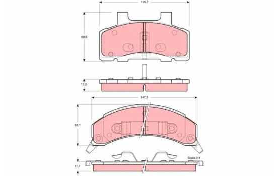 Brake Pad Set, disc brake GDB4005 TRW, Image 2