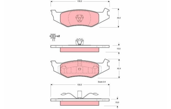 Brake Pad Set, disc brake GDB4012 TRW, Image 2