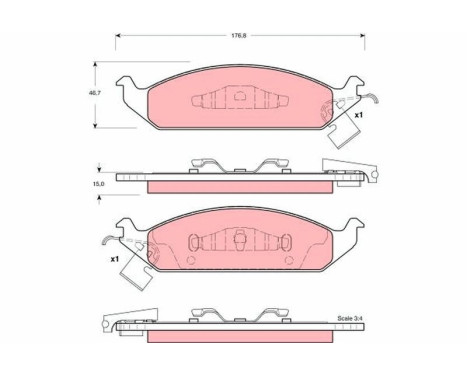 Brake Pad Set, disc brake GDB4016 TRW, Image 2