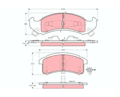 Brake Pad Set, disc brake GDB4054 TRW, Image 2