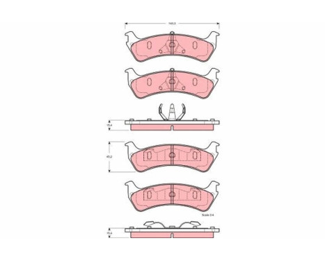 Brake Pad Set, disc brake GDB4123 TRW, Image 2