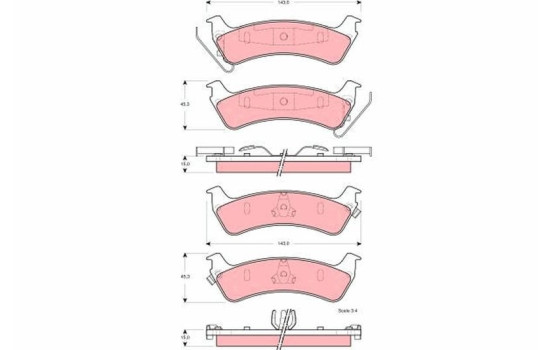 Brake Pad Set, disc brake GDB4124 TRW, Image 2
