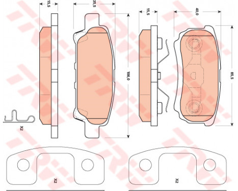 Brake Pad Set, disc brake GDB4143 TRW