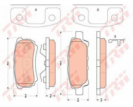 Brake Pad Set, disc brake GDB4143 TRW, Image 2