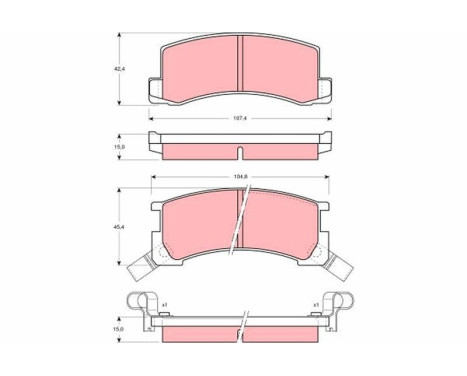 Brake Pad Set, disc brake GDB871 TRW, Image 2