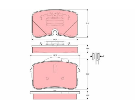 Brake Pad Set, disc brake GDB961 TRW, Image 2