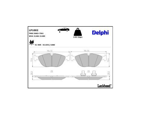 Brake Pad Set, disc brake LP1002 Delphi