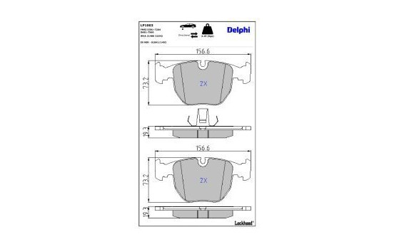 Brake Pad Set, disc brake LP1003 Delphi, Image 3