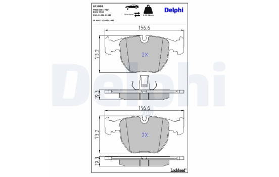 Brake Pad Set, disc brake LP1003 Delphi, Image 3