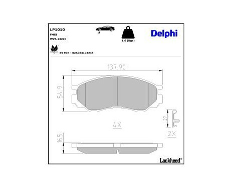 Brake Pad Set, disc brake LP1010 Delphi