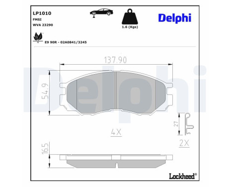 Brake Pad Set, disc brake LP1010 Delphi