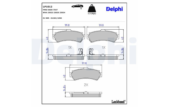 Brake Pad Set, disc brake LP1012 Delphi