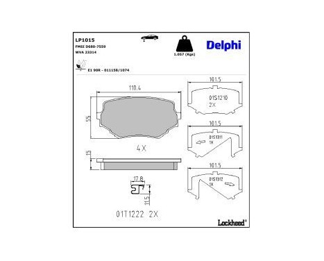 Brake Pad Set, disc brake LP1015 Delphi, Image 3
