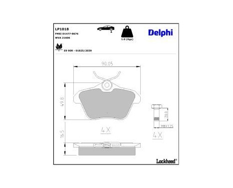 Brake Pad Set, disc brake LP1018 Delphi