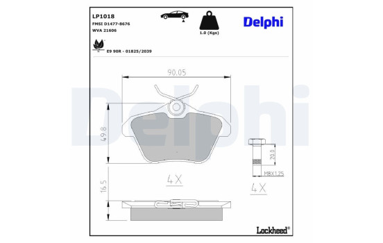 Brake Pad Set, disc brake LP1018 Delphi