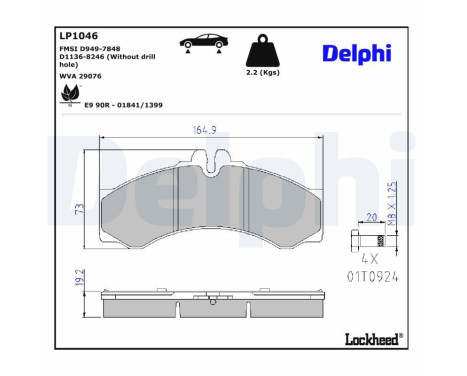 Brake Pad Set, disc brake LP1046 Delphi