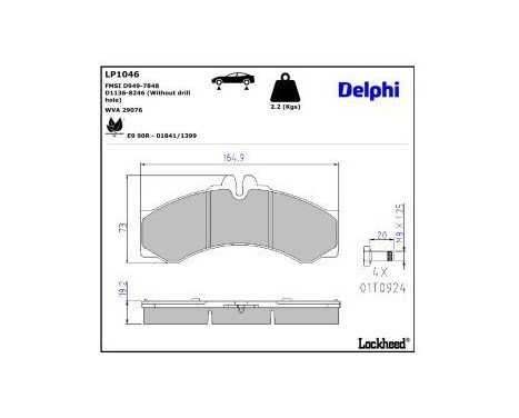 Brake Pad Set, disc brake LP1046 Delphi, Image 3