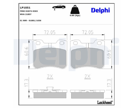 Brake Pad Set, disc brake LP1051 Delphi