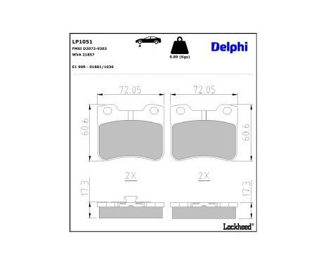 Brake Pad Set, disc brake LP1051 Delphi