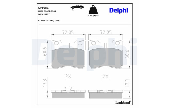 Brake Pad Set, disc brake LP1051 Delphi