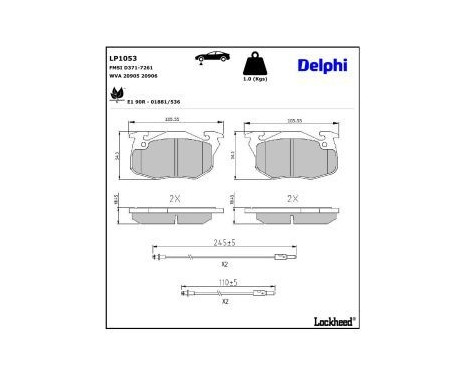 Brake Pad Set, disc brake LP1053 Delphi