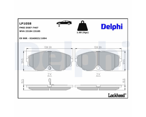 Brake Pad Set, disc brake LP1058 Delphi