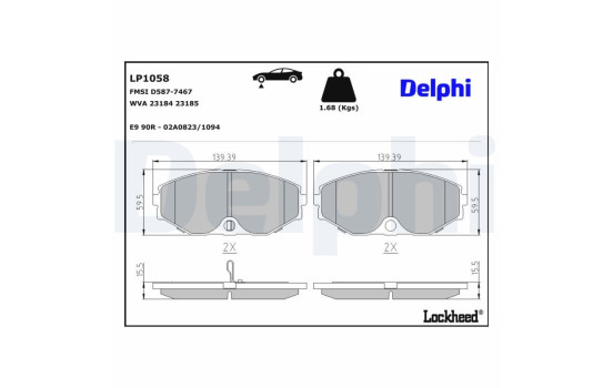 Brake Pad Set, disc brake LP1058 Delphi