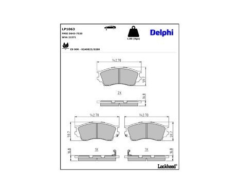 Brake Pad Set, disc brake LP1063 Delphi