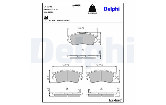Brake Pad Set, disc brake LP1063 Delphi