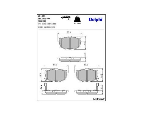 Brake Pad Set, disc brake LP1073 Delphi