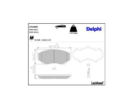 Brake Pad Set, disc brake LP1095 Delphi