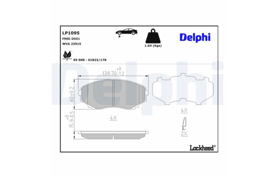 Brake Pad Set, disc brake LP1095 Delphi