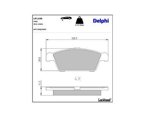 Brake Pad Set, disc brake LP1100 Delphi