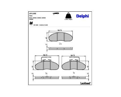 Brake Pad Set, disc brake LP1105 Delphi