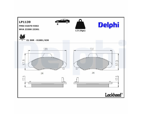Brake Pad Set, disc brake LP1139 Delphi