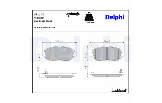 Brake Pad Set, disc brake LP1140 Delphi