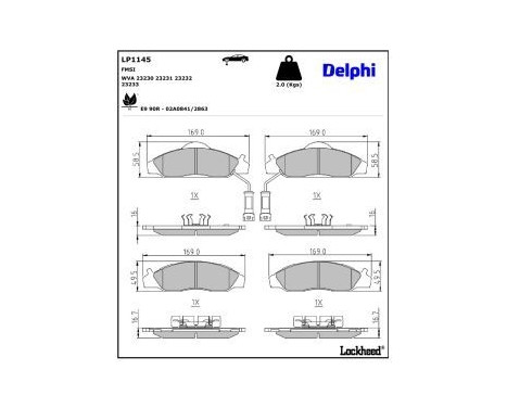 Brake Pad Set, disc brake LP1145 Delphi