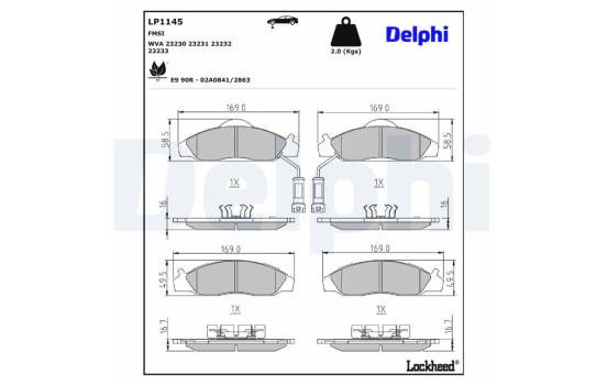 Brake Pad Set, disc brake LP1145 Delphi