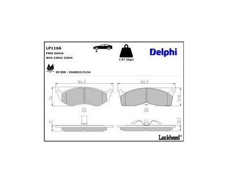 Brake Pad Set, disc brake LP1166 Delphi