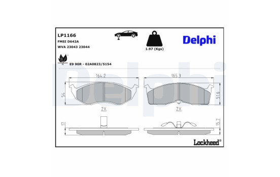 Brake Pad Set, disc brake LP1166 Delphi