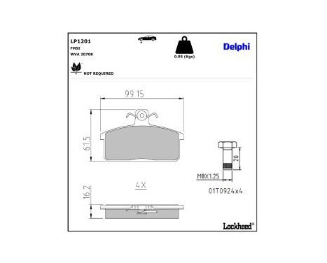 Brake Pad Set, disc brake LP1201 Delphi