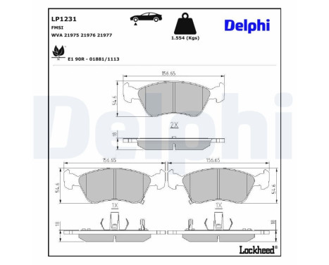 Brake Pad Set, disc brake LP1231 Delphi