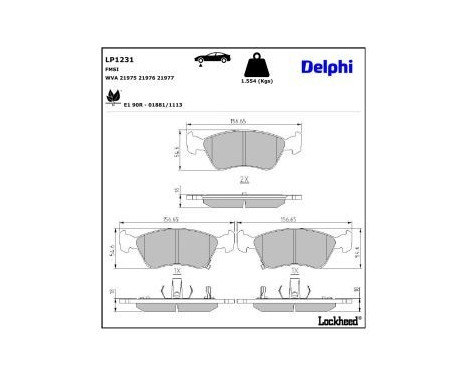 Brake Pad Set, disc brake LP1231 Delphi