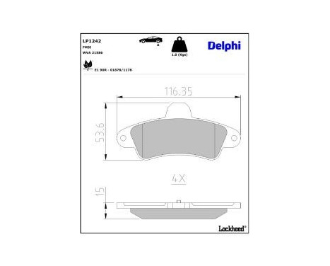 Brake Pad Set, disc brake LP1242 Delphi