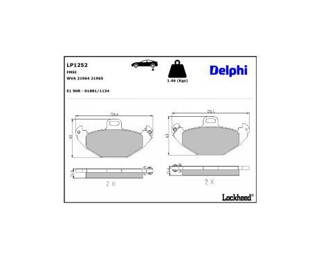 Brake Pad Set, disc brake LP1252 Delphi