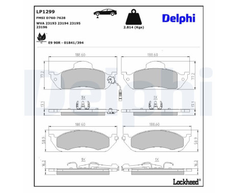 Brake Pad Set, disc brake LP1299 Delphi